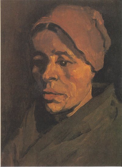 Kopf einer Bäuerin mit bräunlicher Haube von Vincent van Gogh